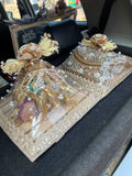 Sequined Gold Lace Wedding Trousseau Trays with Pearls