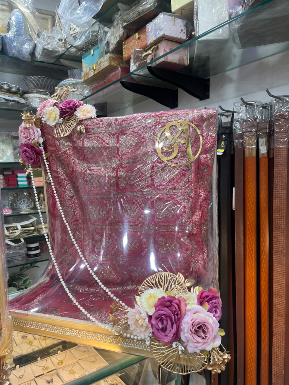 Bridal Saree & Suit Display Frame with Pearl Strands( Customized acrylic extra )