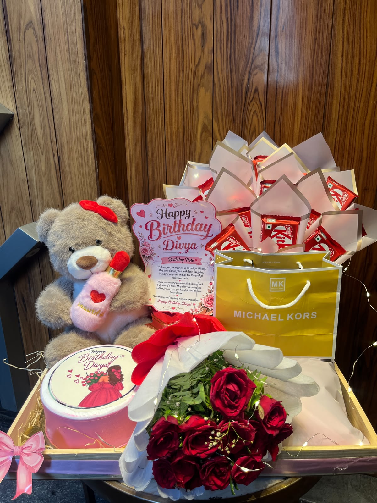 Red Rose & KitKat Bouquet Birthday Hamper(Watch not included)