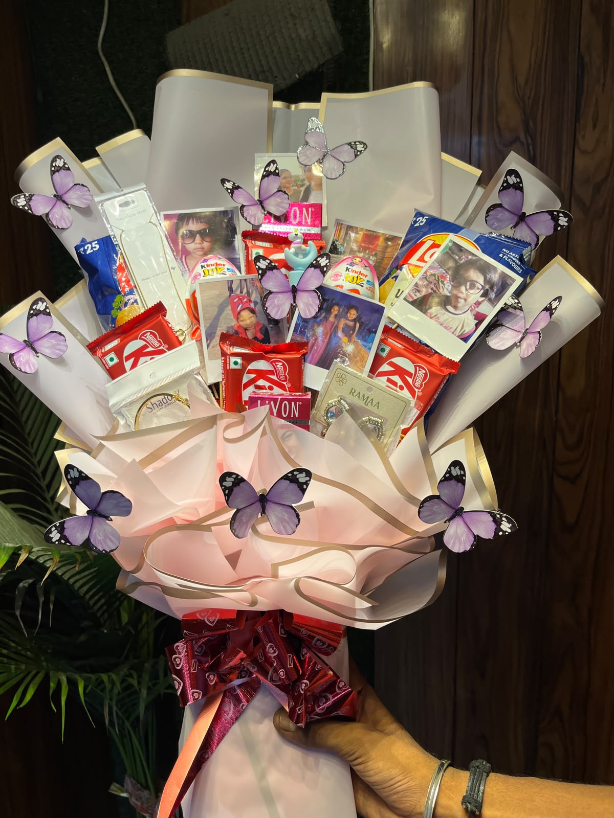 Custom Photo & Chocolate Butterfly Celebration Bouquet(Includes items worth Rs600)