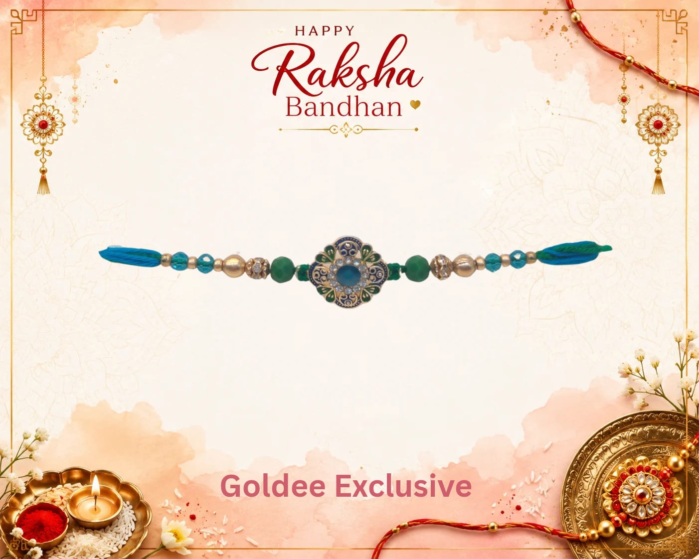 Floral Enamel & Crystal Accent Rakhi