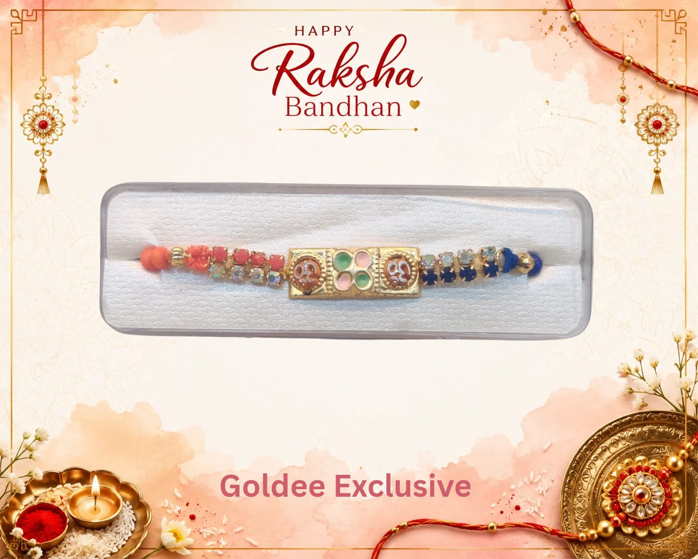 Om & Stone-Studded Designer Rakhi