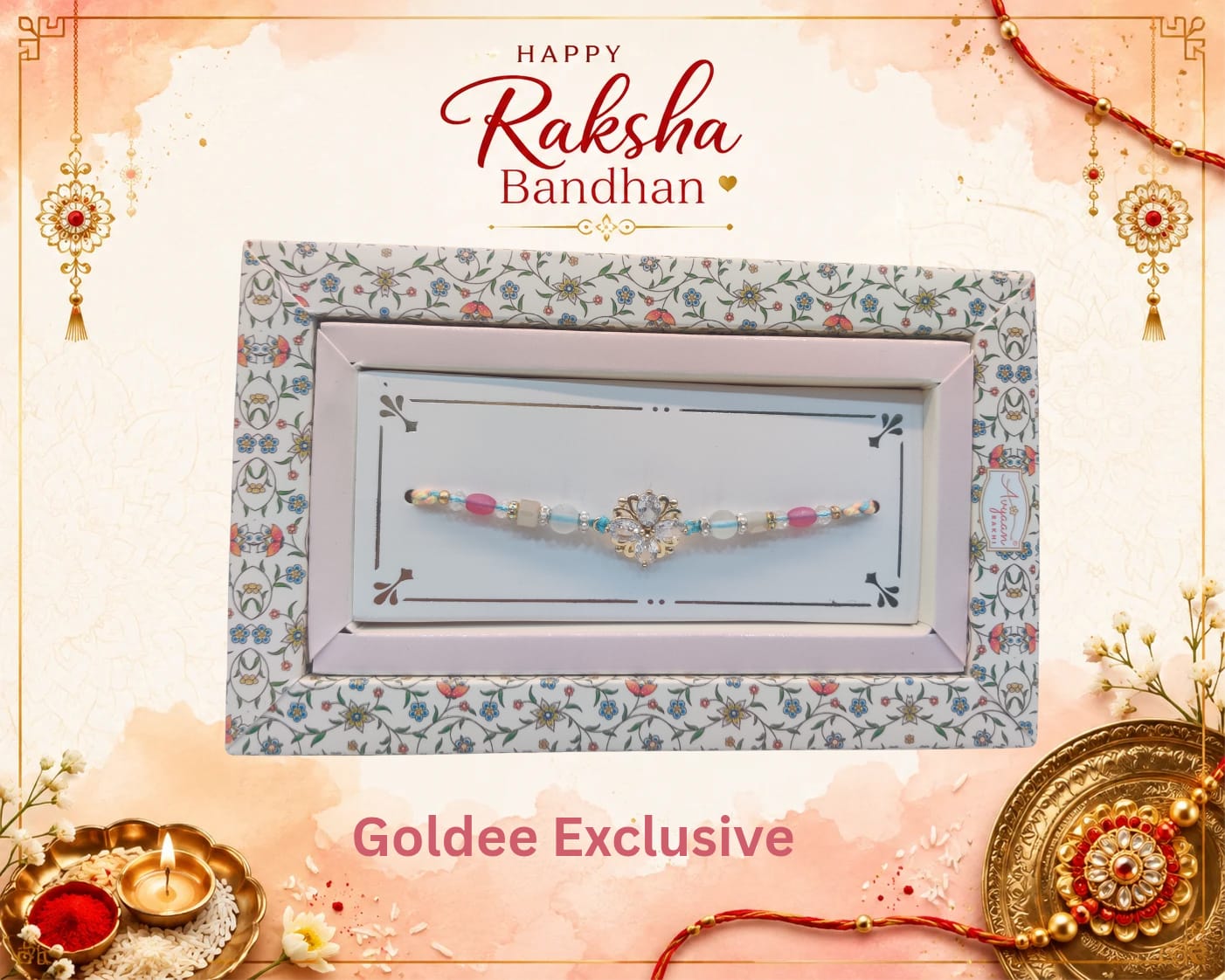 Floral Crystal Beaded Rakhi