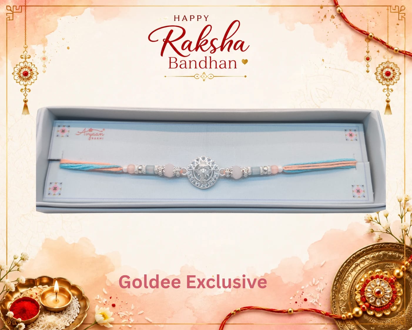 Silver Ganesha & Crystal Rakhi