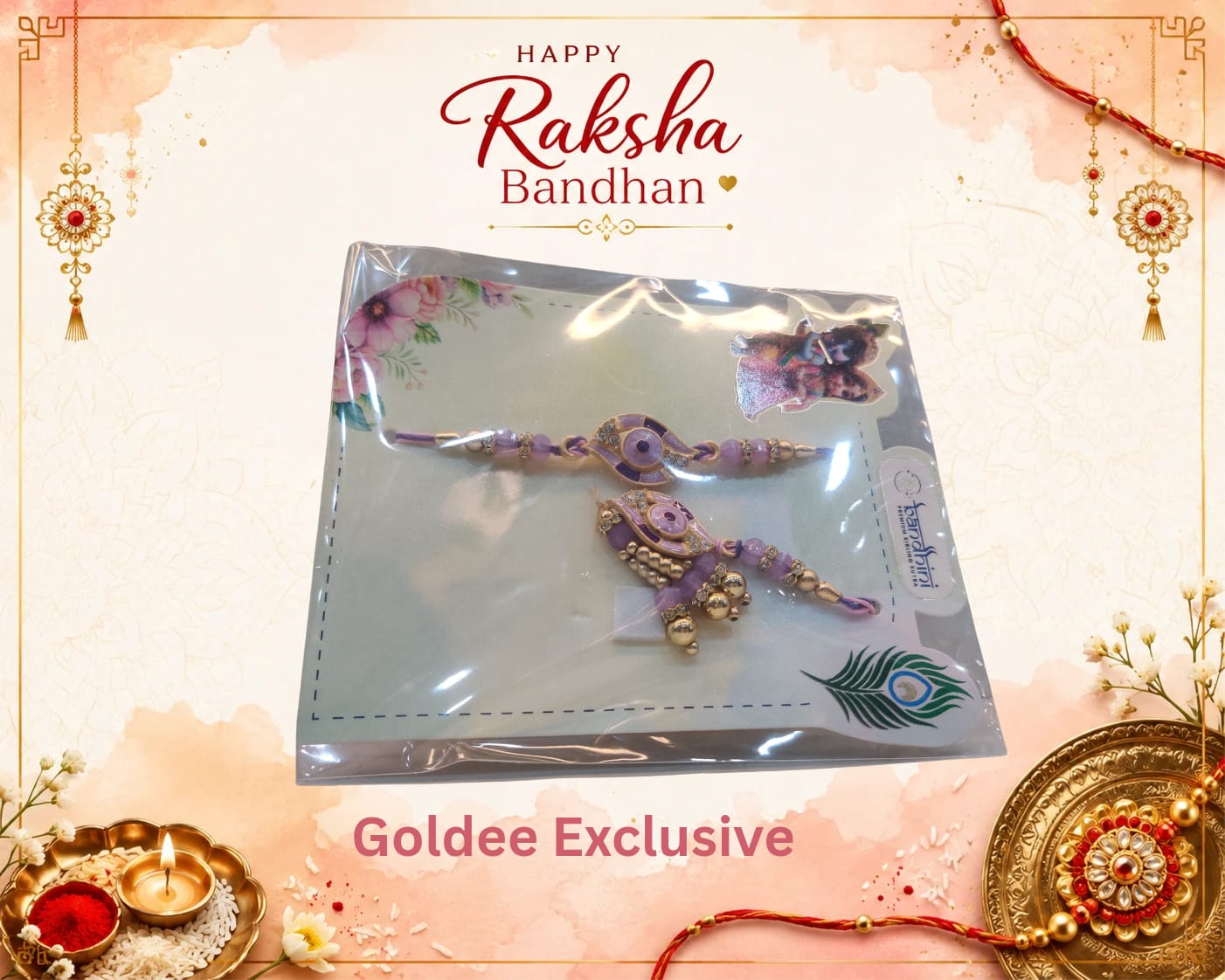 Lavender Bhaiya Bhabhi Rakhi Set
