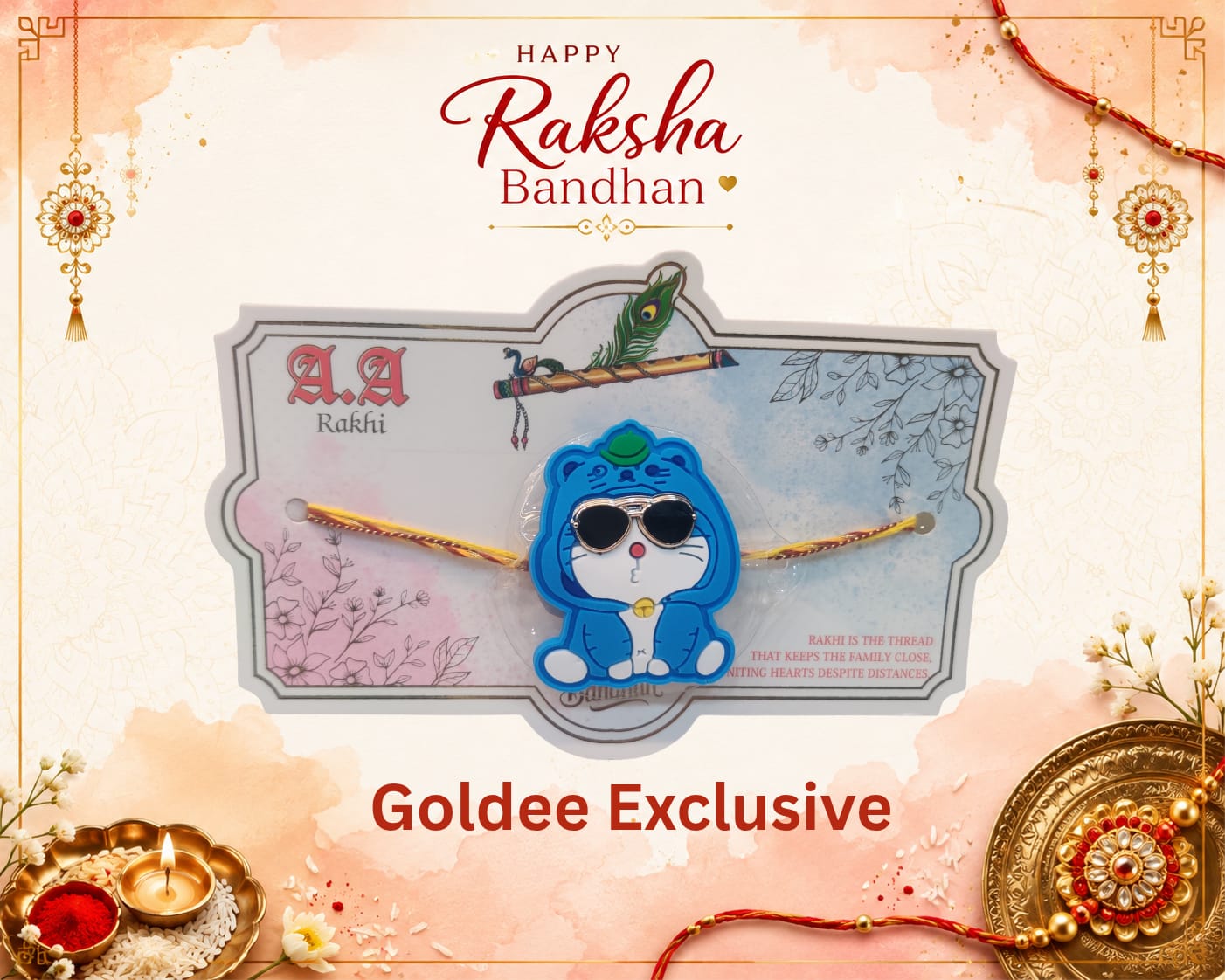 Doraemon with Sunglasses Light Kids Rakhi