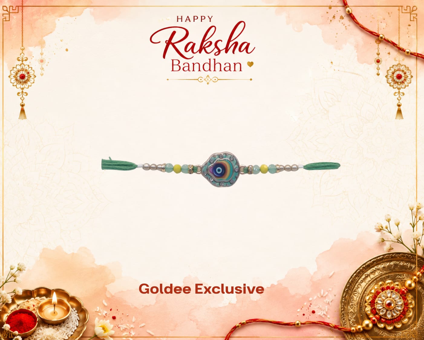 Exclusive - Mint Green Evil Eye Rakhi