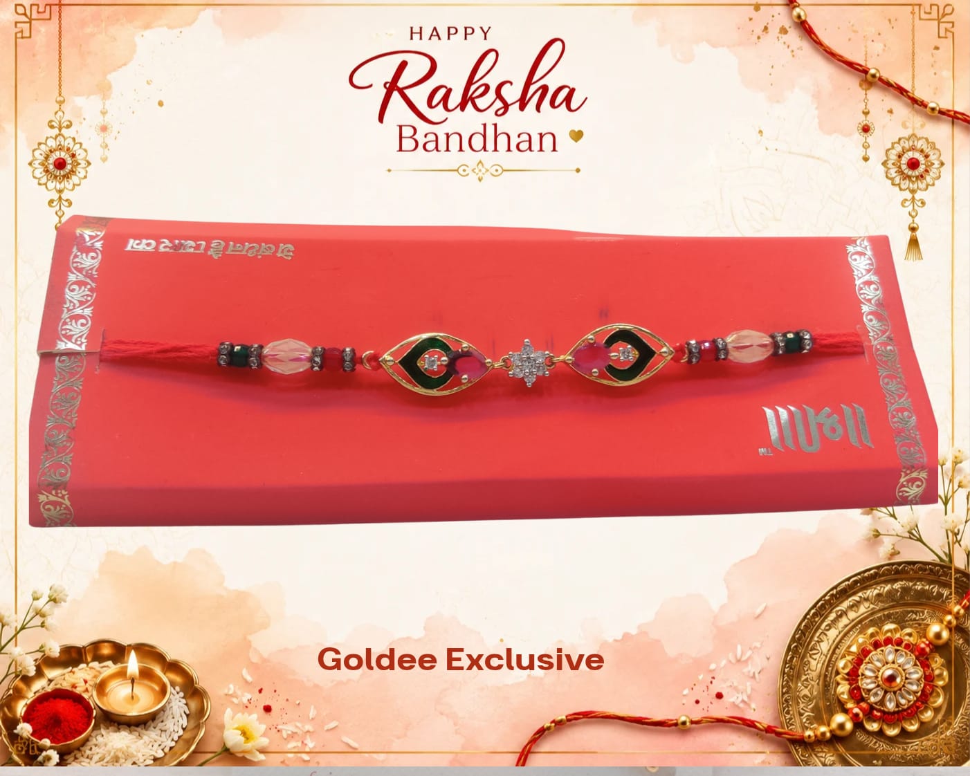 Premium - Dual-Leaf Stone Rakhi