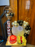 Black and Silver Hamper with Fresh Flower work