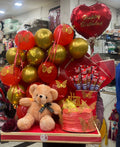 Red and golden hamper