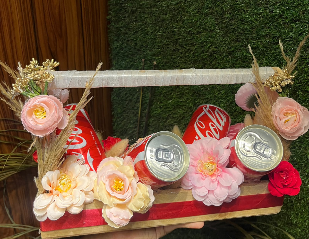 Coke Basket includes personalised note and 4 coke cans