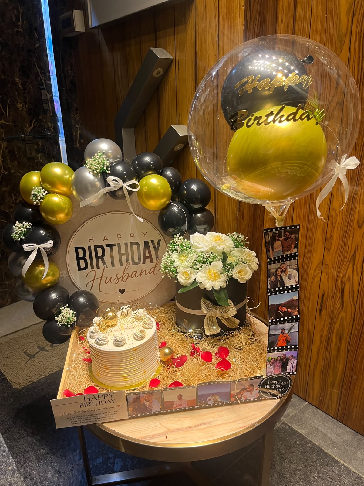 "Happy Birthday Husband" Black & Golden hamper