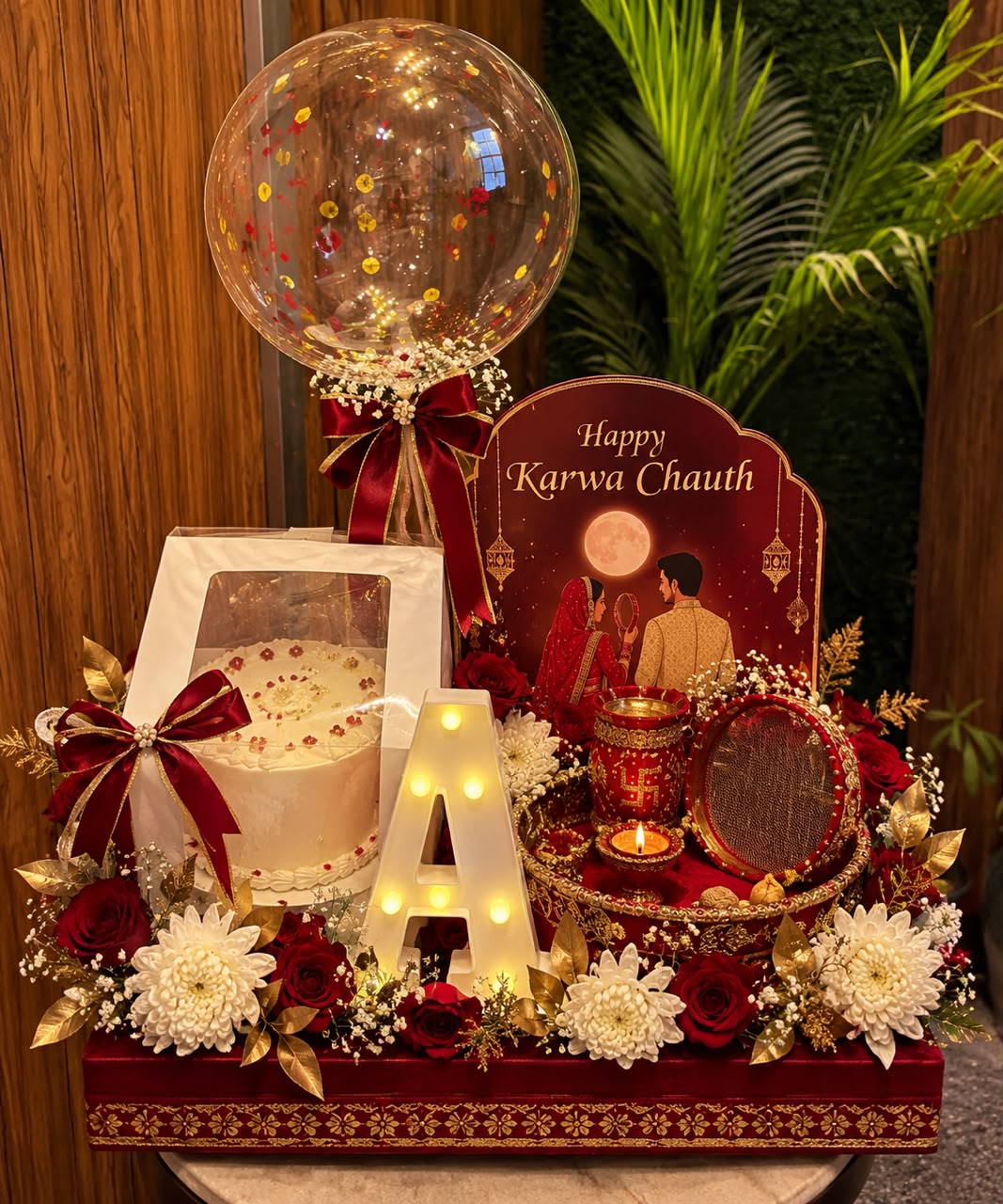 Boho balloon and cake celebration hamper