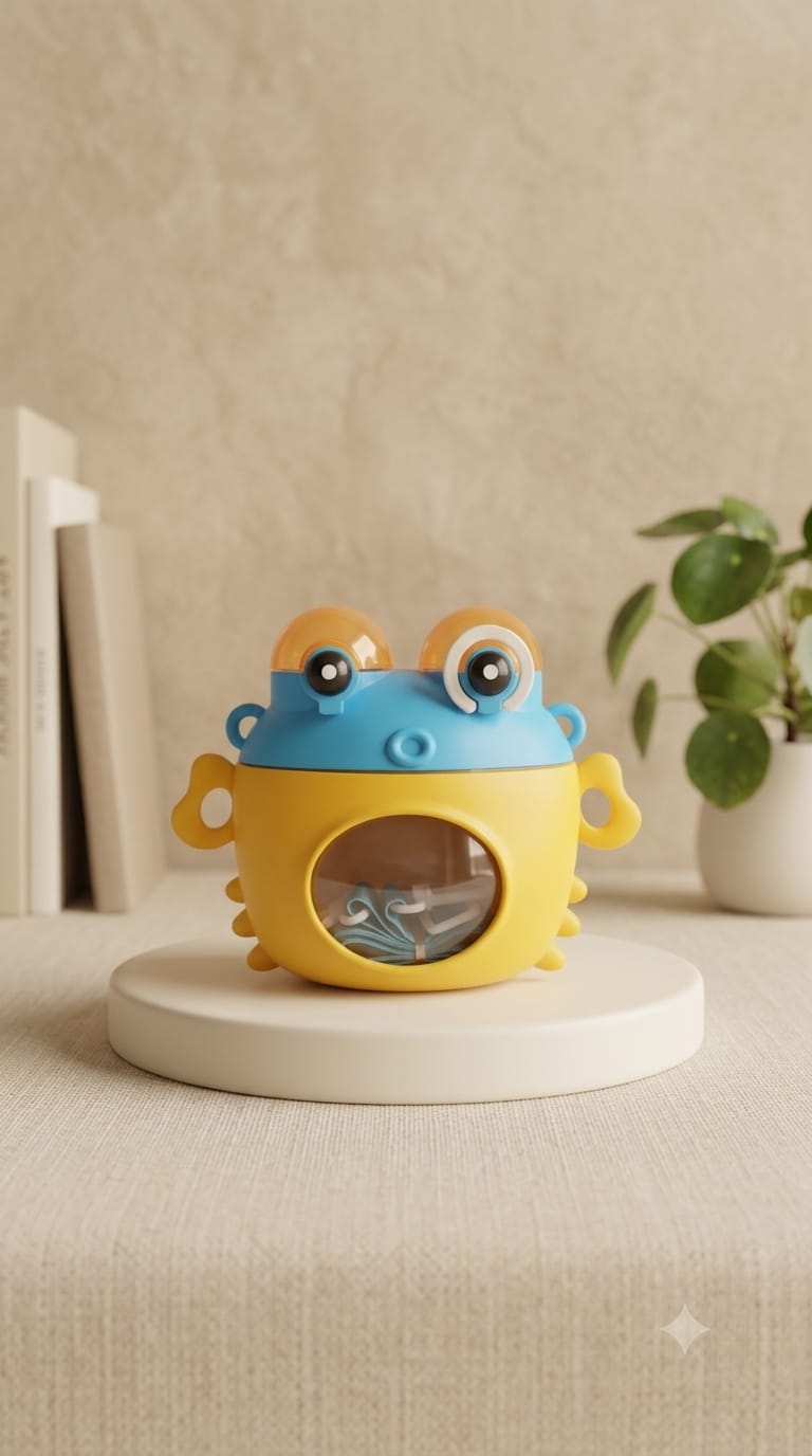 Yellow & Blue Frog Head Kids Sipper Bottle