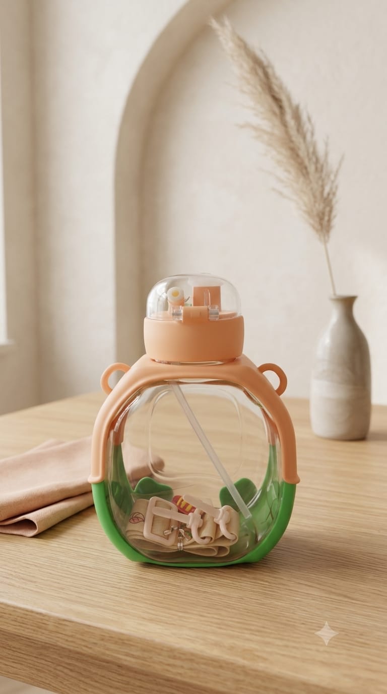 Cute Flat Square-Round Water Bottle