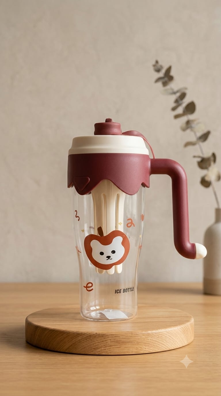 Cute Apple Bear Clear Straw Tumbler