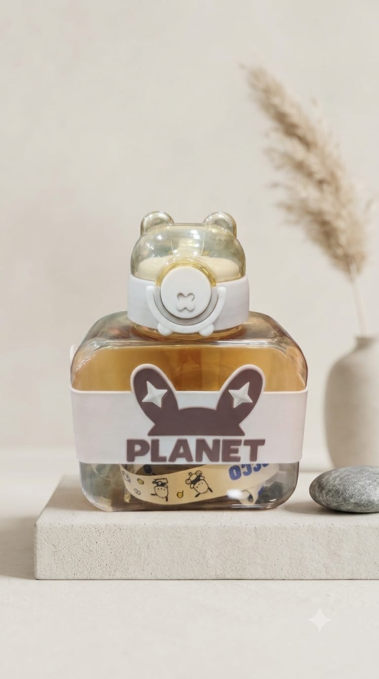 Kawaii Bear-Head Square Water Bottle