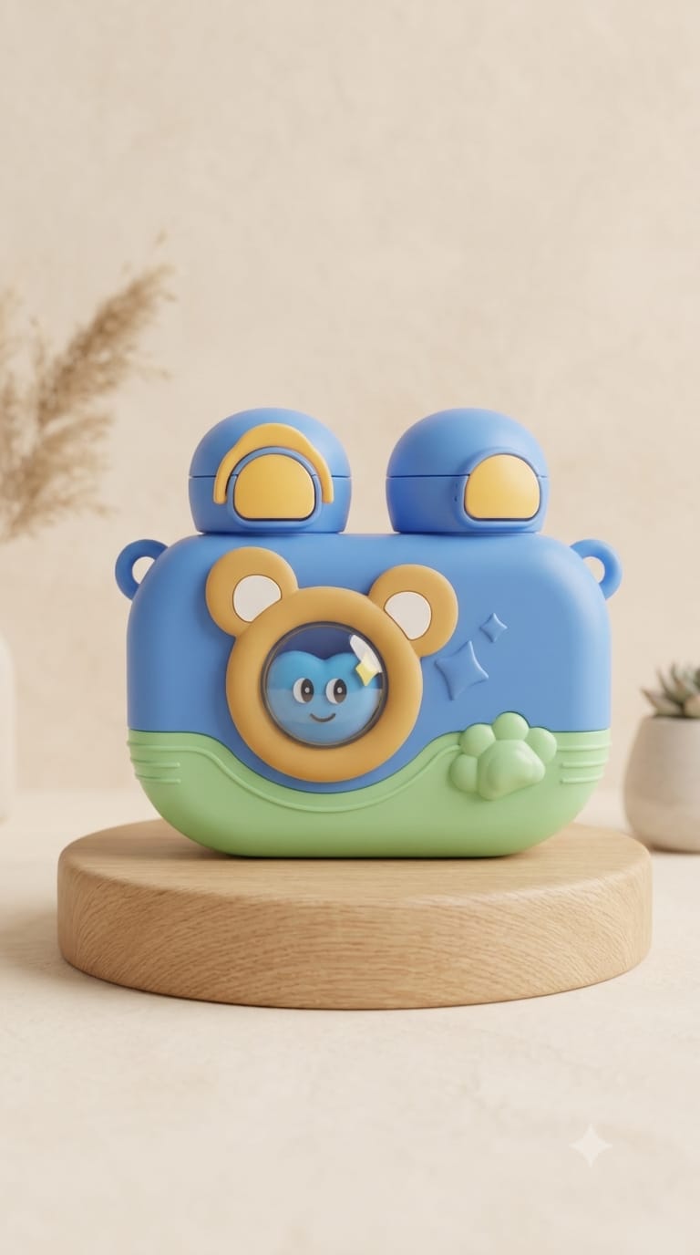 Camera-Inspired Dual-Drinking Kids Water Bottle