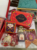 Diwali Box hamper 1 (Happy Diwali banner, Paper lotus wall art(1 pack of 2 pieces ), cow dung hawan cup(1 pack of 5 pieces), traditional aangan deep candle(1 unit), Coconut laddu(1 pack of 50gm)