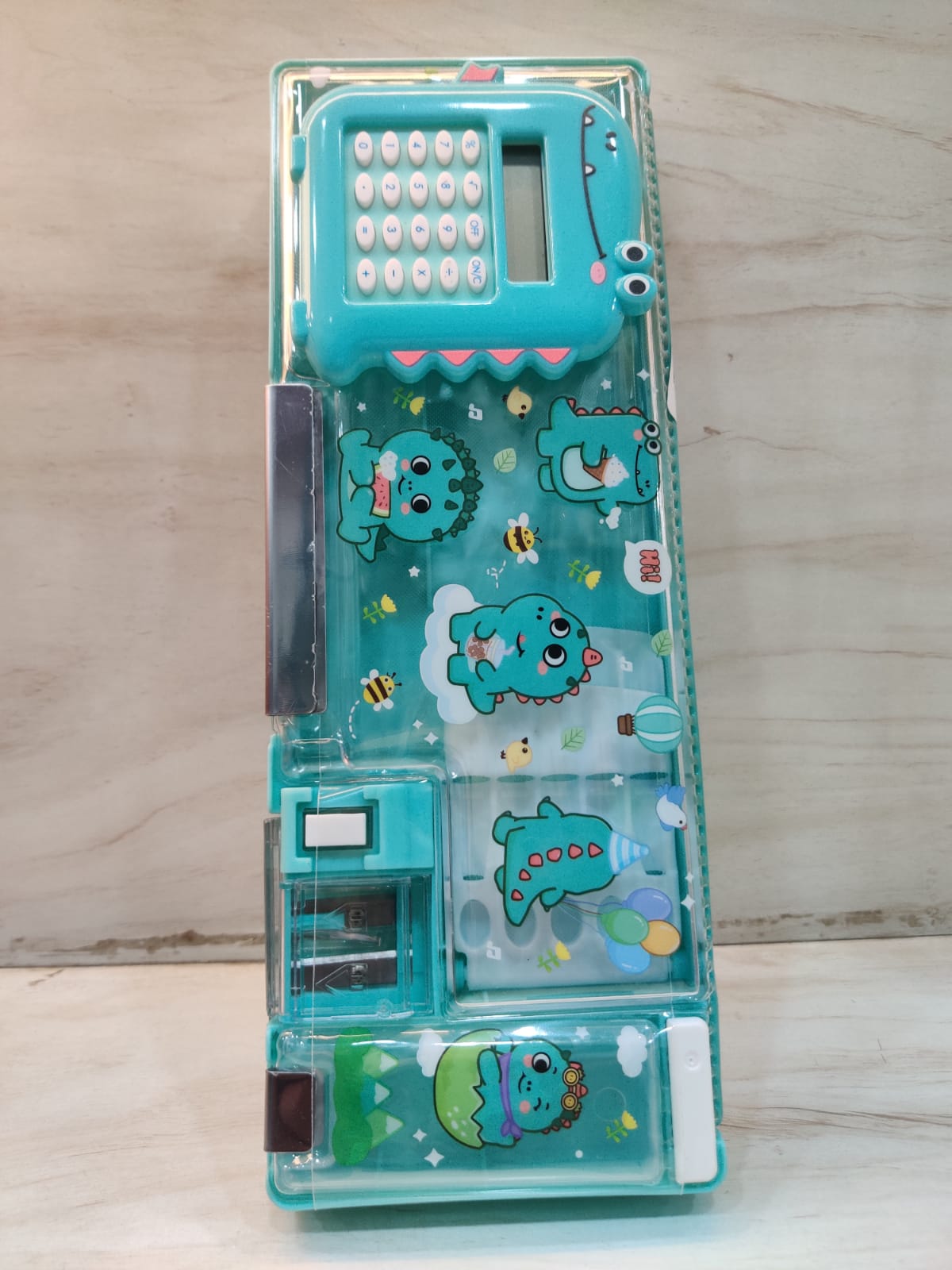 Pencil box with mini calculator