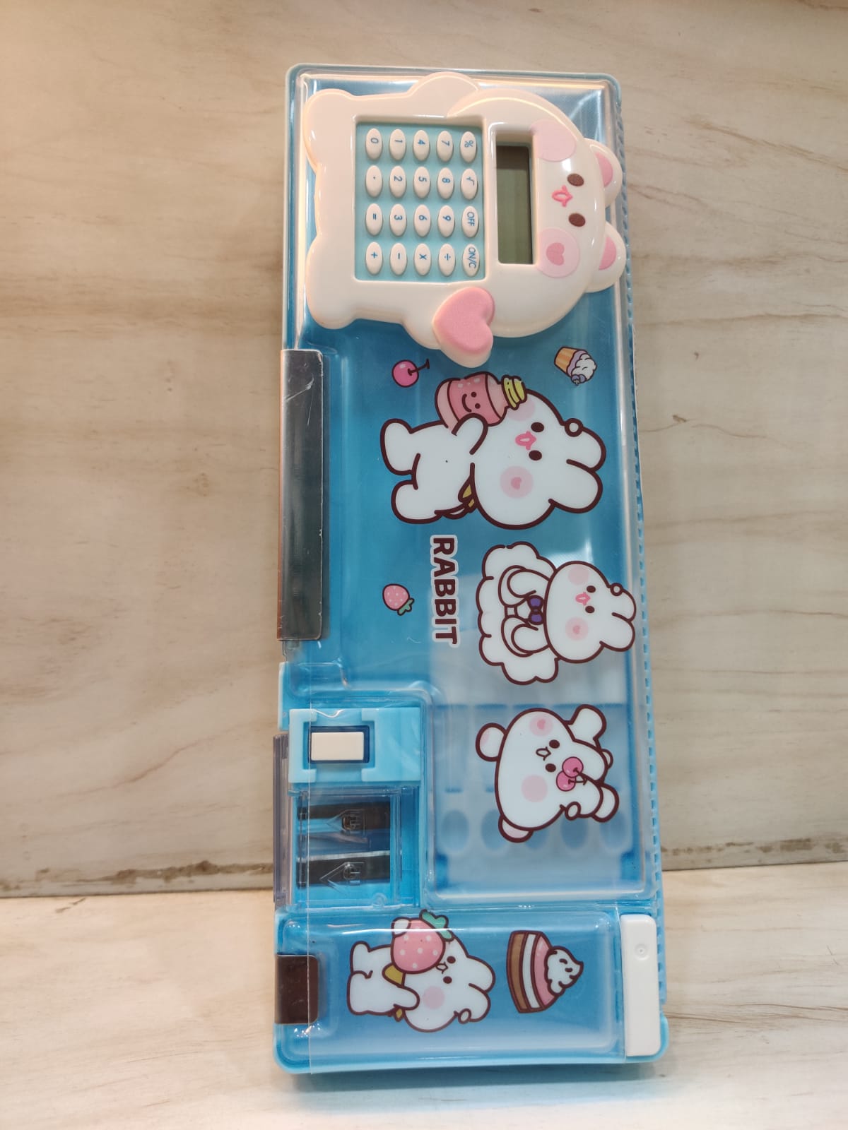 Pencil box with mini calculator