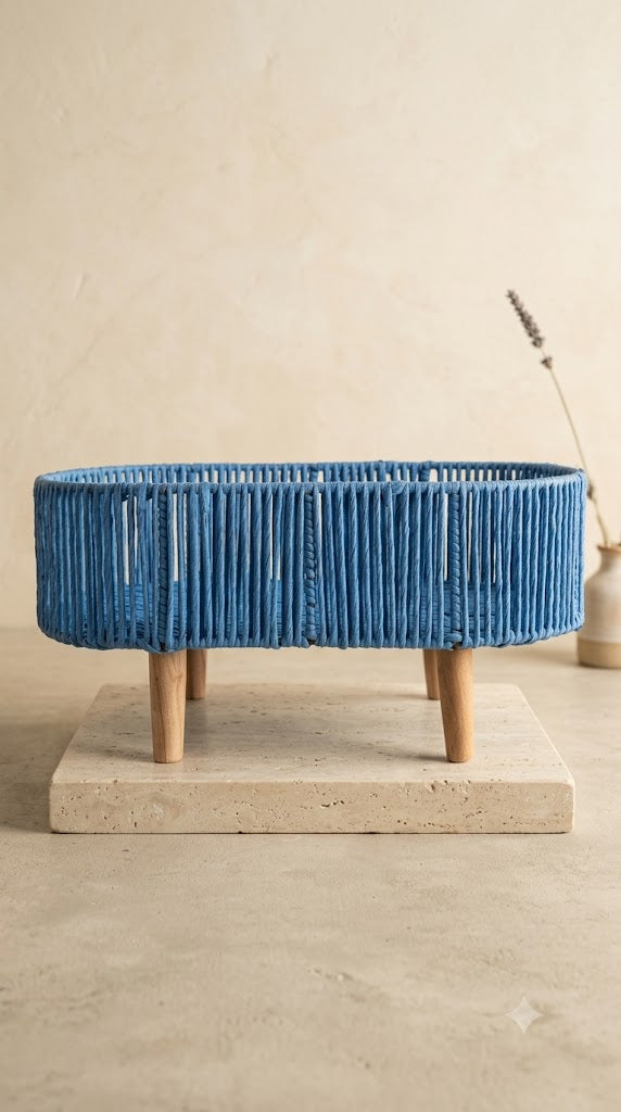 Blue Oval Handicraft Basket