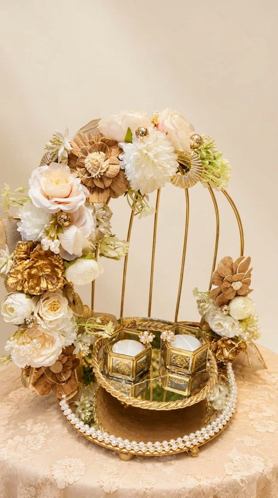 Golden cage Floral Ring Platter.Buy for