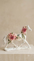 Floral White Horse Showpiece