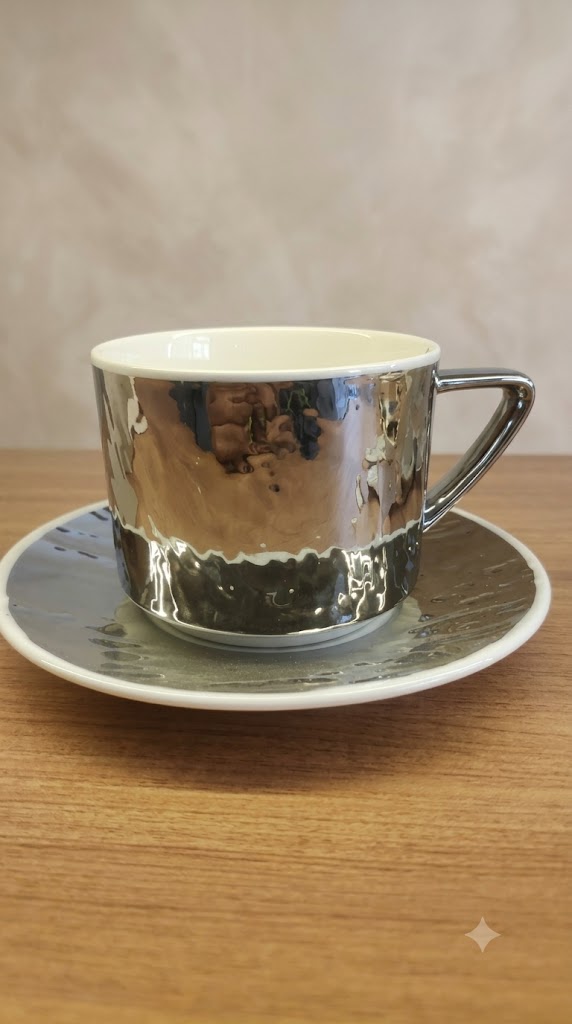 Silver Shiny Cup and Plate