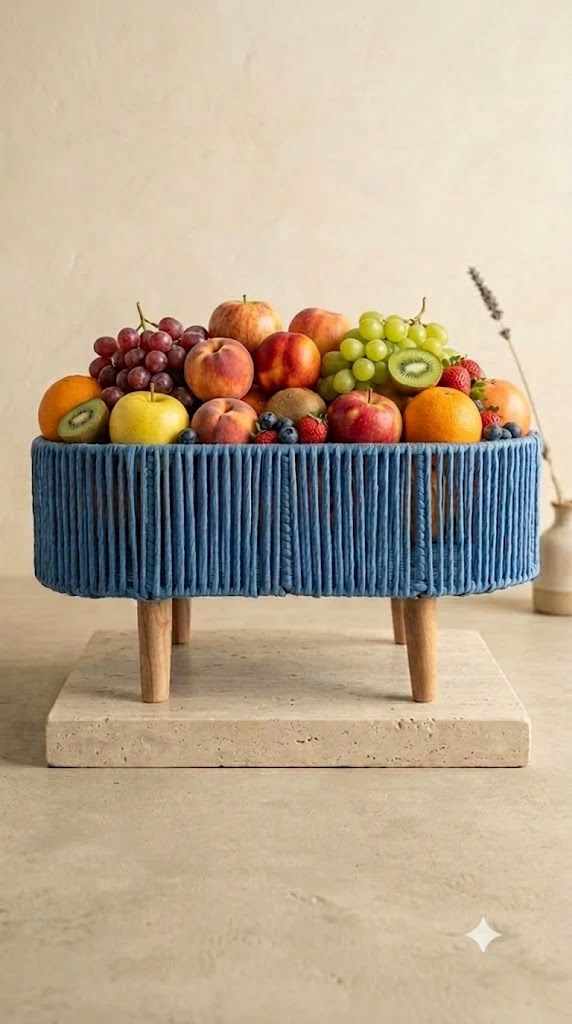 Blue Oval Handicraft Basket