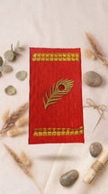 Red and Gold Peacock Feather Print Shagun  Envelope