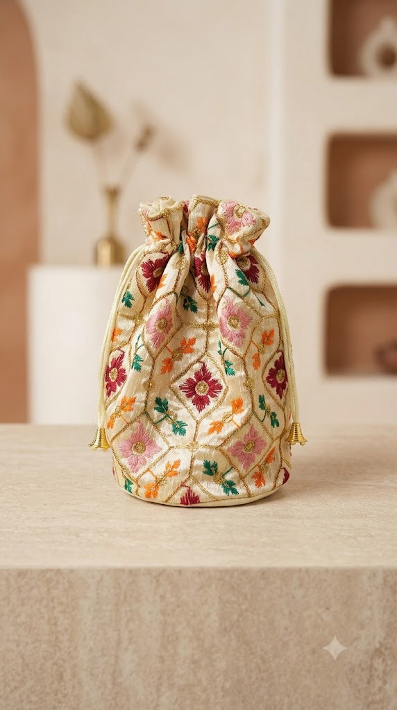 Floral Print Fancy Potli