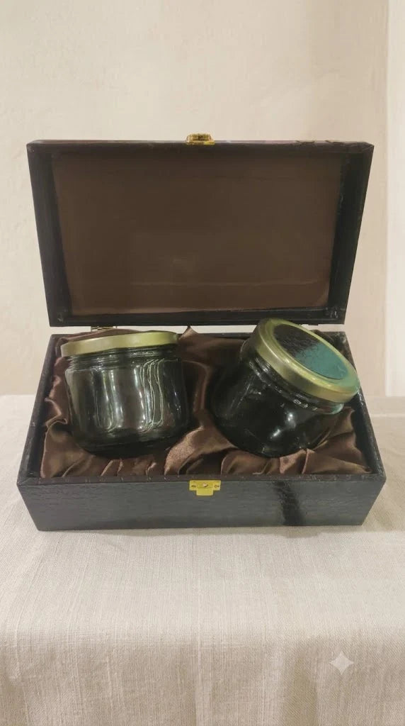 Brown Leather Coated 2 Jar Set Box
