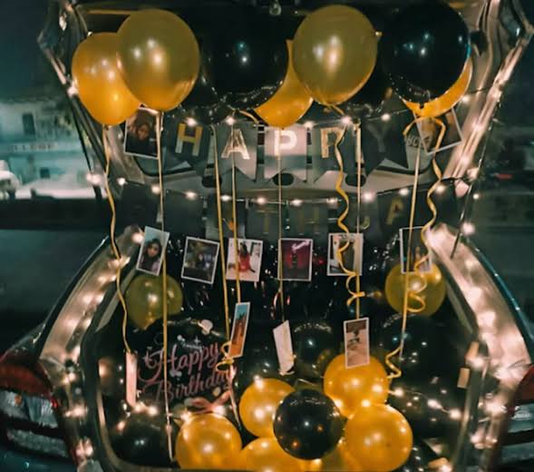 Black and Gold with Lights Car Decor
