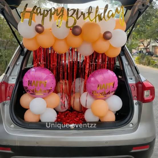 Orange and White Ballon Car Decor