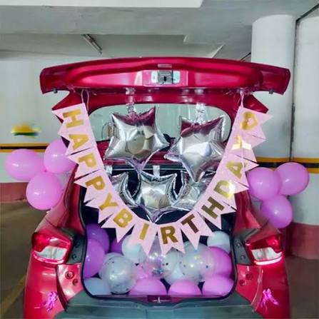 Silver and Pink Balloon Car Decor