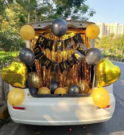 Birth Day Car  Decor Yellow and Black Ballon