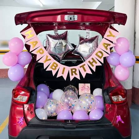 Pink and Purple Ballon Car Decor